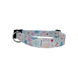 1” White/Spring Flowers Dog Collar